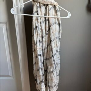 Loft Plaid Cream and Black Infinity Scarf